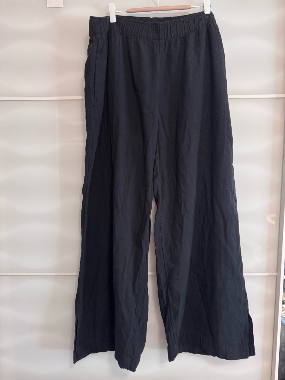NWOT Black highrise wide leg 100% cotton pocket pants palazzo gaucho XL old navy